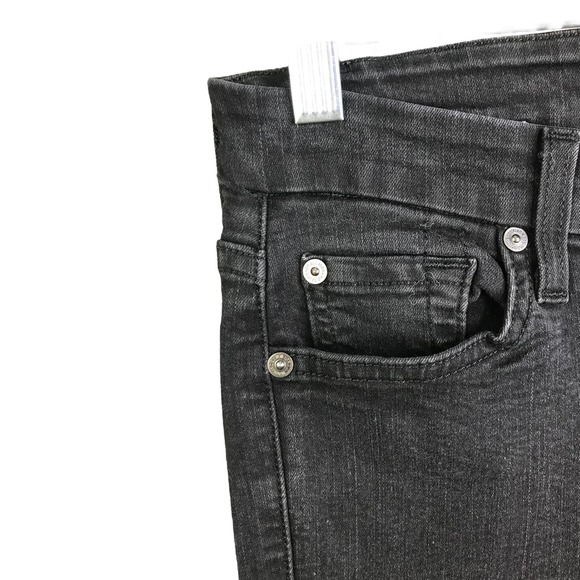 7 For All Mankind Womens Skinny Jeans Mid-Rise Black Dark Wash Cotton Stretch 26 - Picture 4 of 9